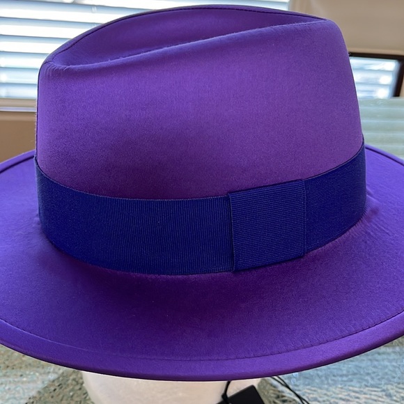 SAINT LAURENT Paris Fedora Satin Colore Parma Vio - NWT - Picture 5 of 14